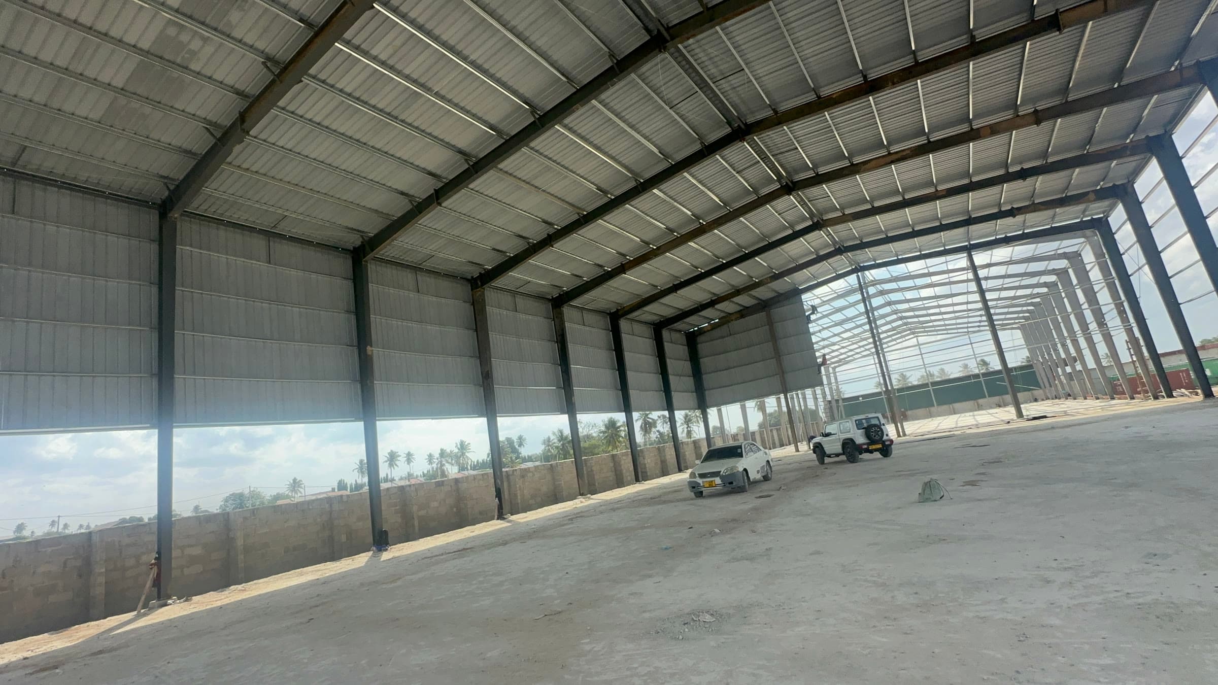 The interior of a completed steel-clad storage facility built by Kikwata Investment Limited